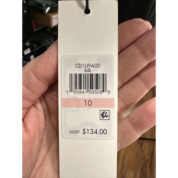 CALVIN KLEIN Size 10 Women's Black Faux Leather Sleeveless Dress NWT - Picture 9 of 10